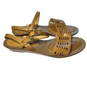 Westies Woven Shoe 8 Yellow Sandal Kitty Heel Retro Boho Festival Hippie Indie